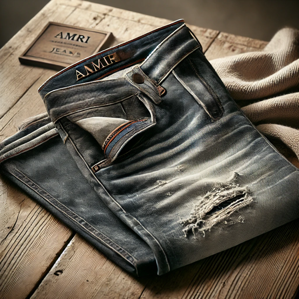 Description: Close up of Amiri Jeans designs with wash details and finish with style shots in the backdrop urban theme.